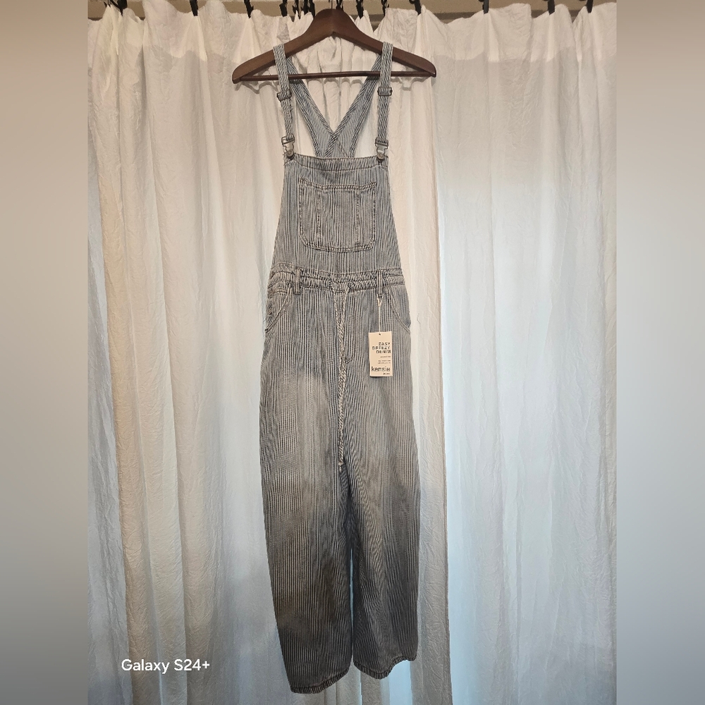 Kensie Blue Striped Women's Overalls